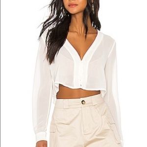 Superdown white crop blouse